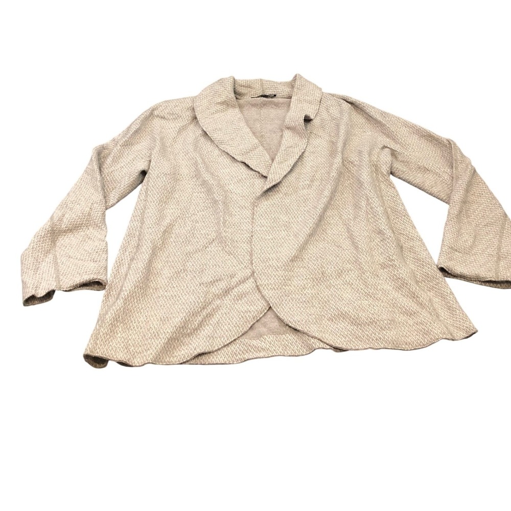 Lafayette 148 Cardigan Womens XL Tan 100% Wool Textured Knit Open Front Blazer